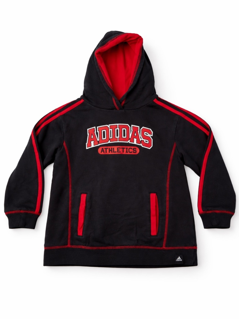 Adidas Boys Hoodie Size 7X Navy Red Pullover Sweatshirt Athletic Hooded